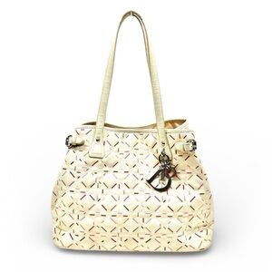 Dior Panarea Cannage Tote Bag Cream and Pink Patterned Tote - needs cleaning